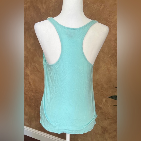 Daytrip Teal sheer sleeveless gold collar top sz Medium - Picture 3 of 7